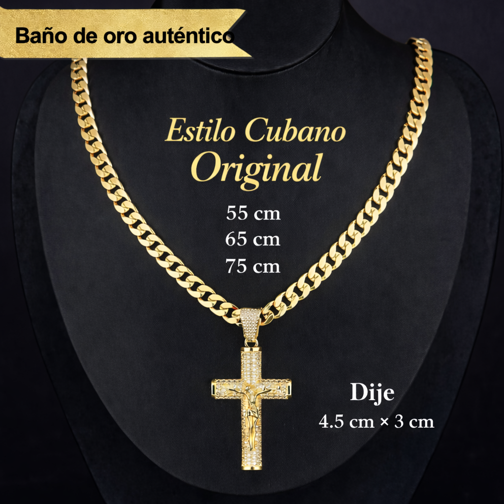 Cadena con crucifijo Ouro™ chapada en oro de 14k