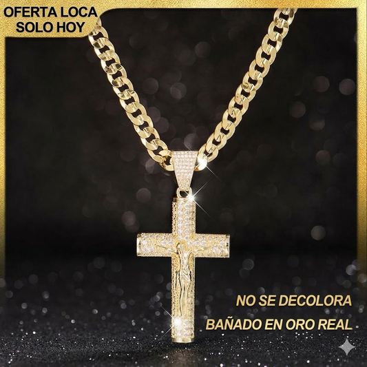 Cadena con crucifijo Ouro™ chapada en oro de 14k